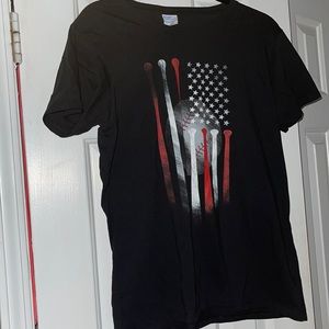 Woman’s Xlg American flag baseball short sleeve t- shirt Navy, Red, white